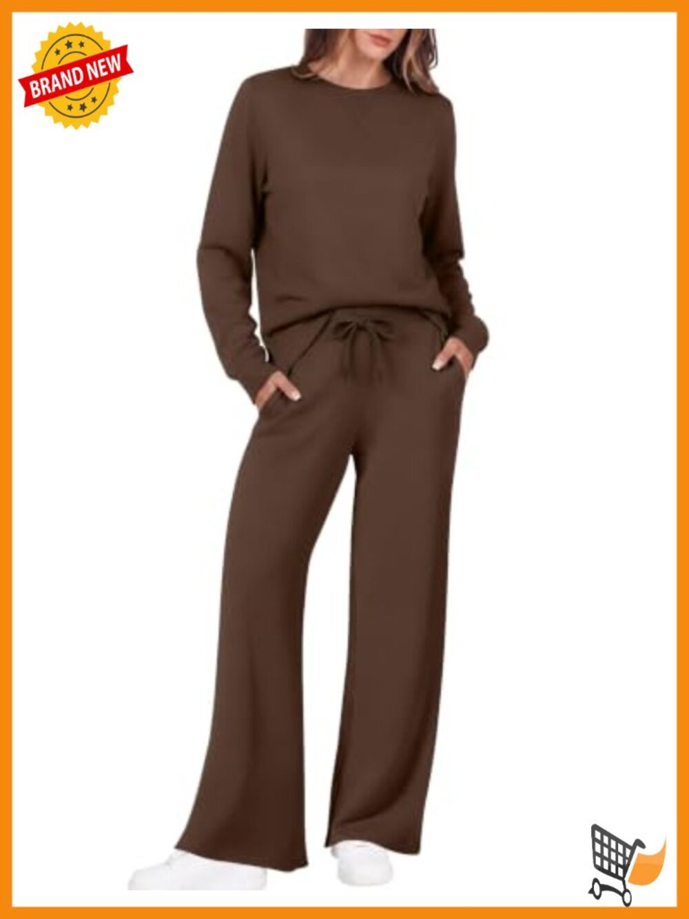 Women 2 Piece Lounge Set Long Sleeve Top Wide Leg Pants